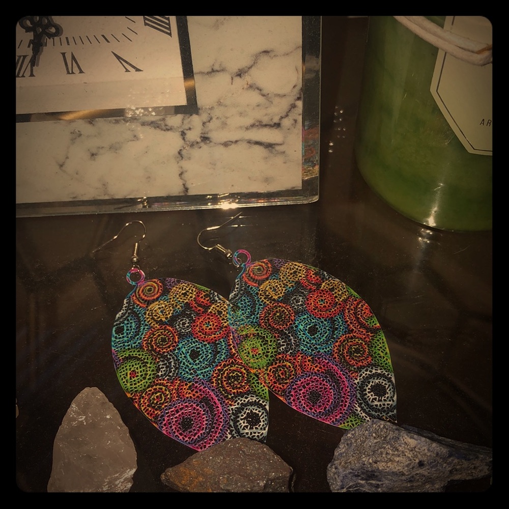 Multi colored leaf earrings